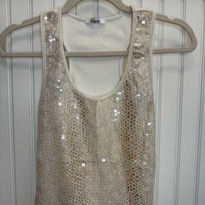 Kikiriki Sequin Snake-Print Tank Top in Cream Bikercore Glam Whimsygoth Small